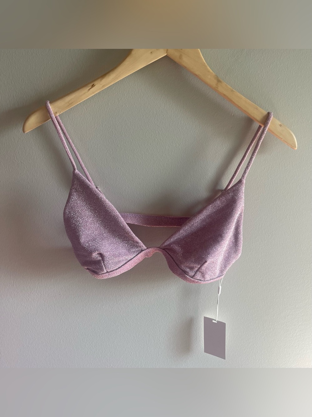 Mikoh Shimmer Lilac single strap bikini top size large
